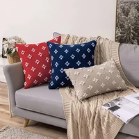inyahome decorative throw pillow covers rhombic jacquard pillowcase soft square cushion case for couch sofa bed bedroom coussin