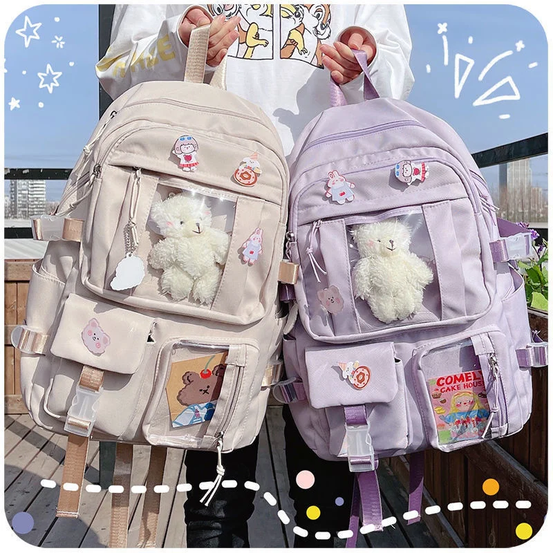 

Вместительный милый женский нейлоновый рюкзак с несколькими карманами, сумка для учеников младшей и старшей школы, Женский ранец для ноутбука для девочек