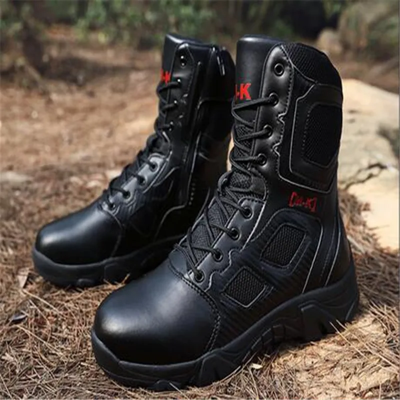 

Steel Toe Safety Shoes High Quality Leather Army Boots Men Anti-piercing Work Safety Boots Combat Boots Infantry Tactical Boots
