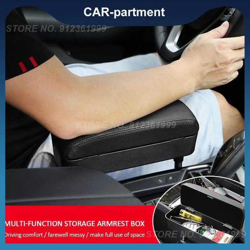 

Universal Car Armrest Pad Multipurpose Leather & ABS Car Seam Storage Box Adjustable Height Armrest Wireless Armchair