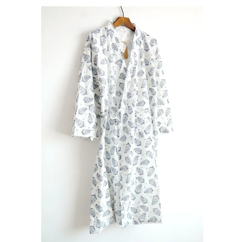 Matching Couples Man Bathrobe Nightdress Full Sleeve Cotton Homewear Round Collar Sleepwear Big Size Fashion Casual Man Pjs
