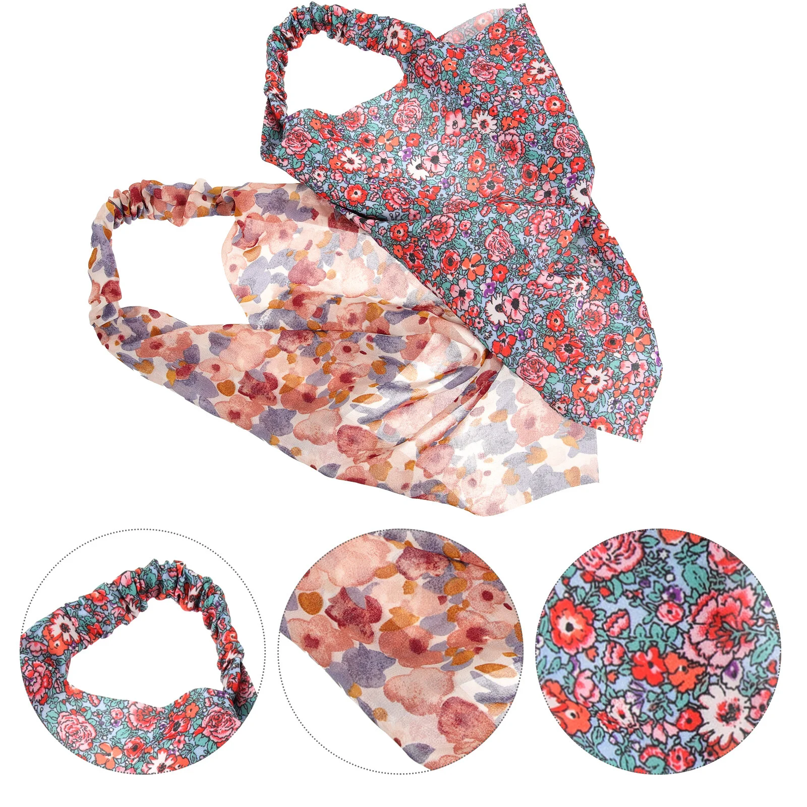 

2pcs Hair Scarves Floral Headscarf Elastic Hair Scarves Head Bandana for Women Teen Girls