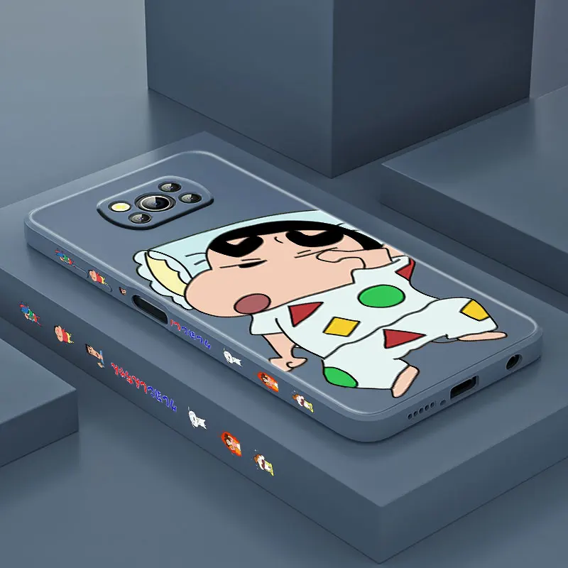 

Crayon Shin-chan Pajamas For Xiaomi POCO X3 NFC F3 GT M3 M2 Pro C3 X2 Mix4 11 Ultra Silicone Liquid Left Phone Case Coque Capa