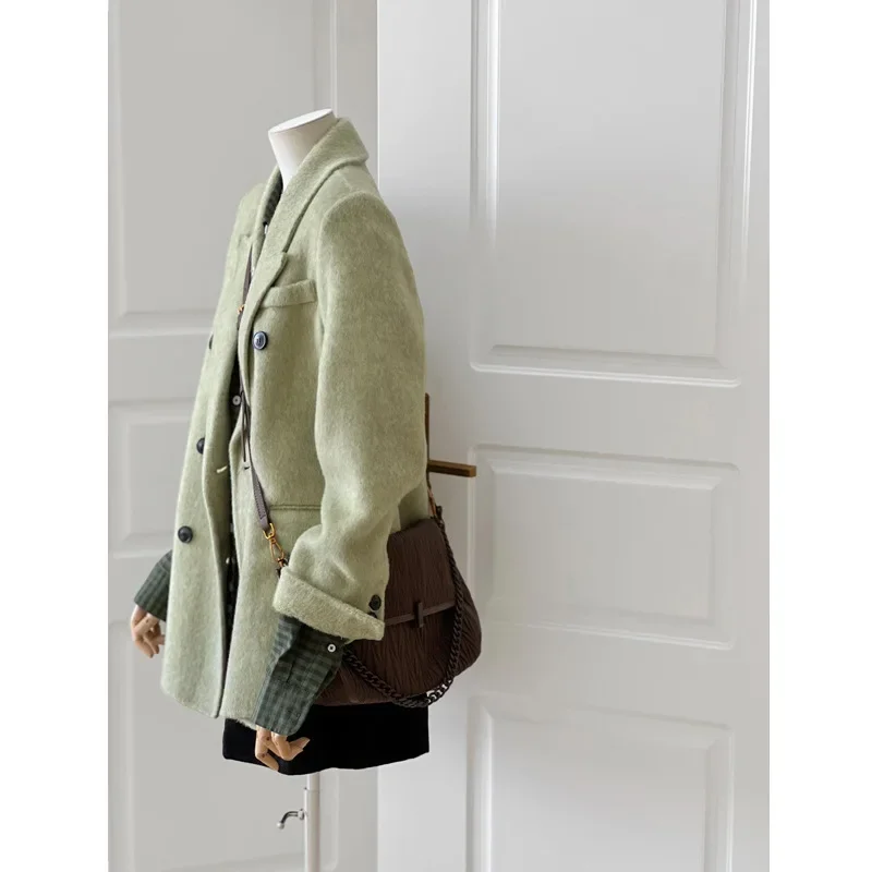 2024 новая элегантная шерстяная куртка в корейском стиле женская осенне-зимняя