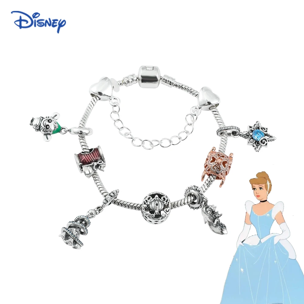 

Move Cinderella Disney Bracelet Designer Charms Jewelry Crystal Bracciali Donna Luxury Silver Plated Bangles Diy Jewelry