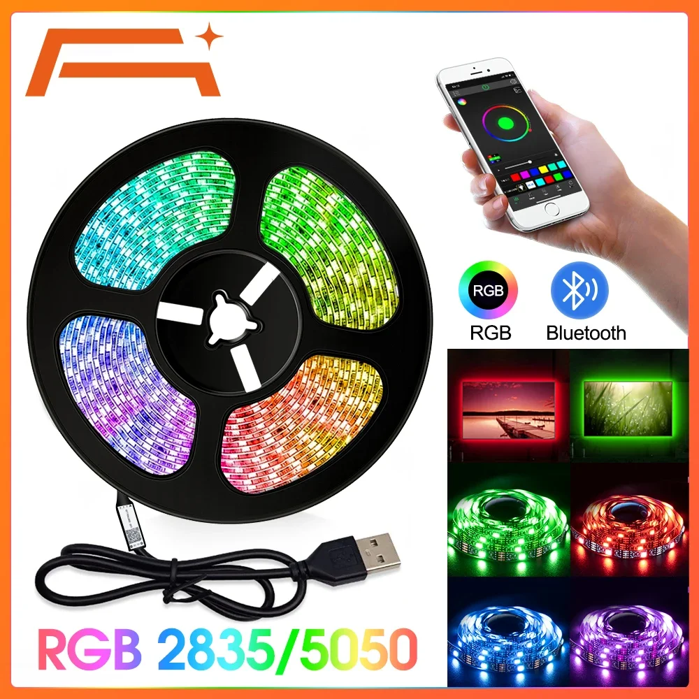 Светодиодная лента 5050 RGB 5 В USB управление через приложение по Bluetooth светодиодная