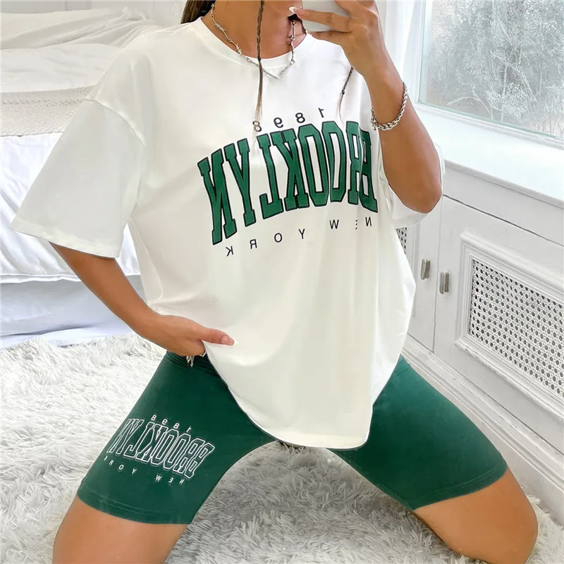 

Футболка женская хлопковая с принтом, брендовая свободная воздухопроницаемая мягкая рубашка с короткими рукавами, с надписью Brooklyn New York, лето 1898