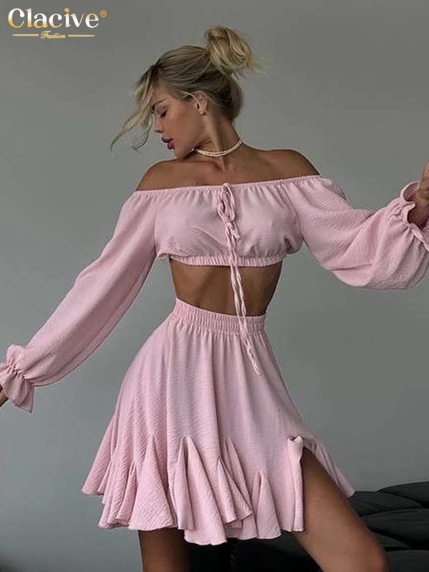 Clacive Fashion Свободные белые комплекты из 2 предметов Женский наряд 2025 Элегантный