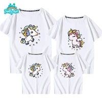 summer family matching outfits short sleeve t shirts 2022 baby bodysuit unicorn cartoon printing mother and father kids clothes