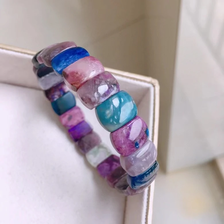 

Natural Purple Blue Sugilite Beads Stretch Bracelet Women Men 11.9x8.5x4.3mm South Africa Sugilite Charms Jewelry Rare AAAAA