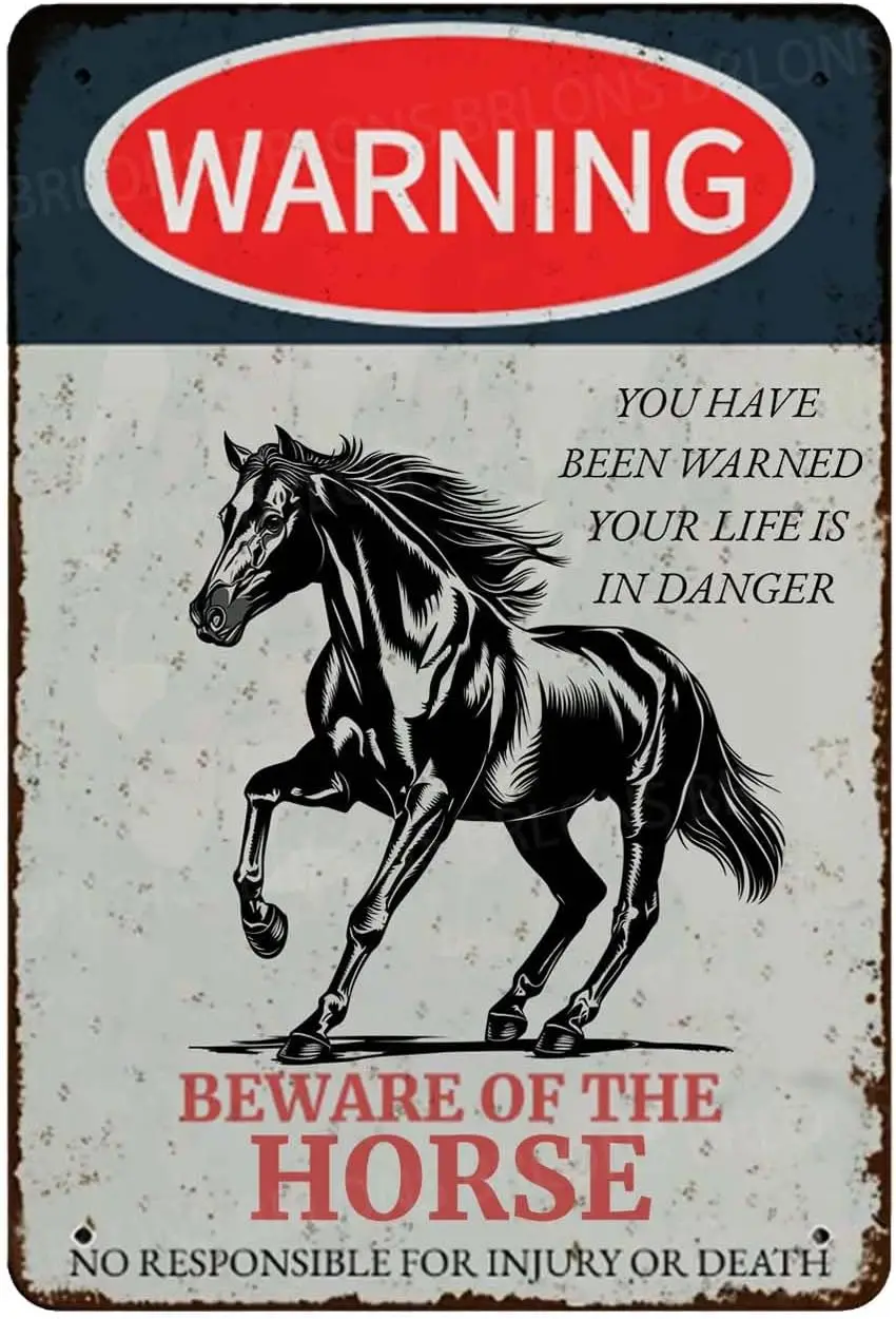 Металлический знак Остерегайтесь лошади Предупреждение знака Алюминиевый