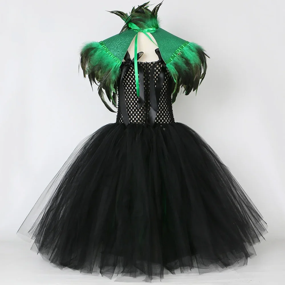 Костюм ведьмы на Хэллоуин для детей косплей малефис платье-пачка девочек накидка