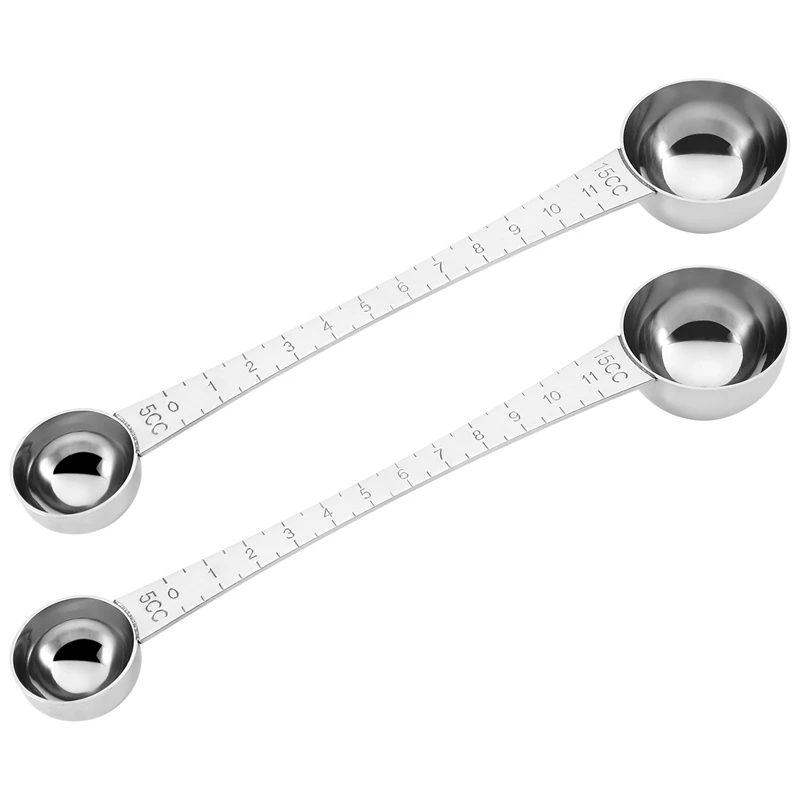 

2 Pieces Coffee Scoops With Tick Mark, 1 Tablespoon And 1 Teaspoon Stainless Steel Coffee Measuring Scoop For Coffee