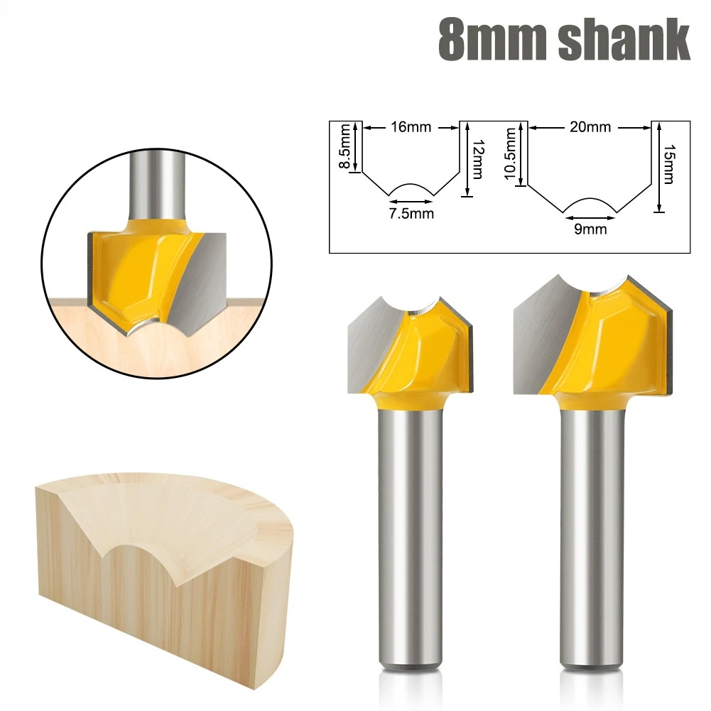 

8mm Shank Professional Grade Double Arc Ball Bit Round Over Router Bits Woodworking Engraving Milling Cutter Woodworking Tools