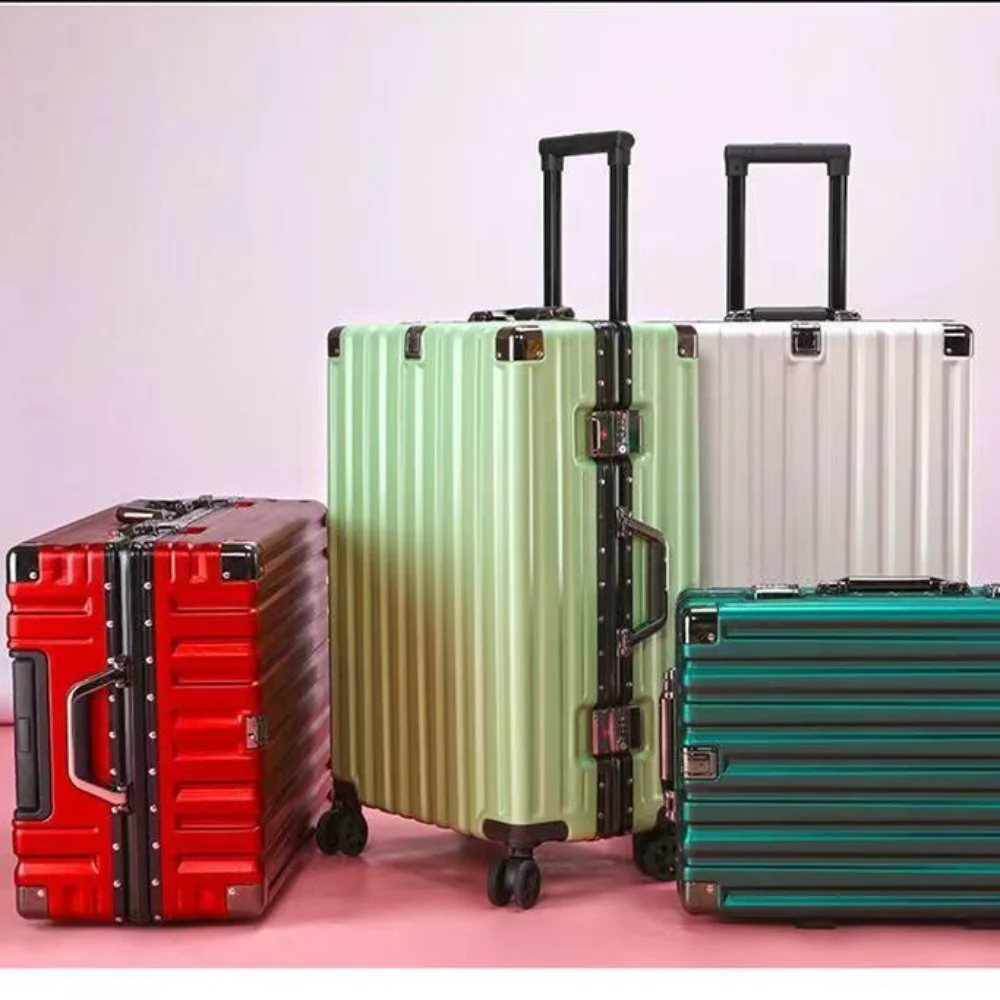 Luggage Fixed belt Wide Handle Suitcase Men Carry-On Luggage Women Travel Trolley Case 20 Inch Cabin PC Aluminum Frame