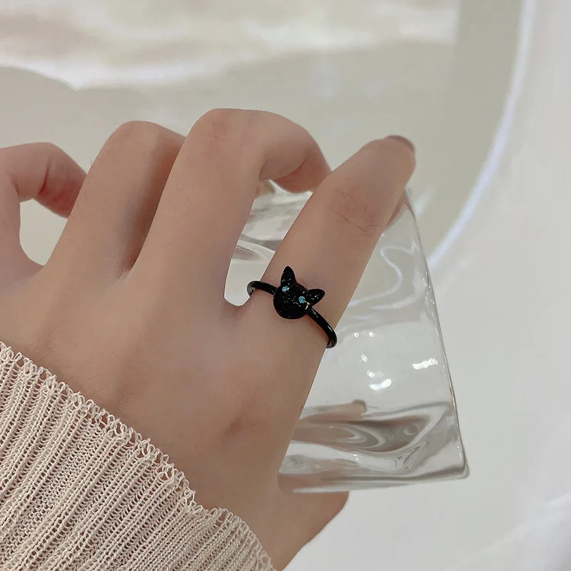 

New Cute Cat Rings Black Color for Women Girls ins Party Trendy Jewelry Accessories Gifts 2022 Fashion Finger Ring