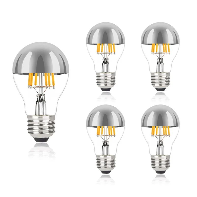 Винтажная светодиодная лампа Эдисона A19 E27 4W 220V, теплый белый с регулируемой яркостью, полухромована серебряная чаша, дизайн коронной нити, ретро-декоративная L