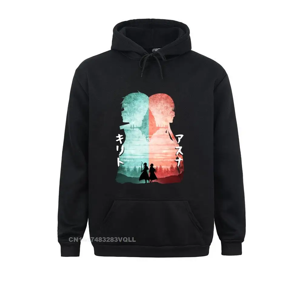 

Minimalist Silhouette Kirito And Asuna Sweatshirts For Women Simple Style Father Day Hoodies Long Sleeve Faddish Casual Hoods