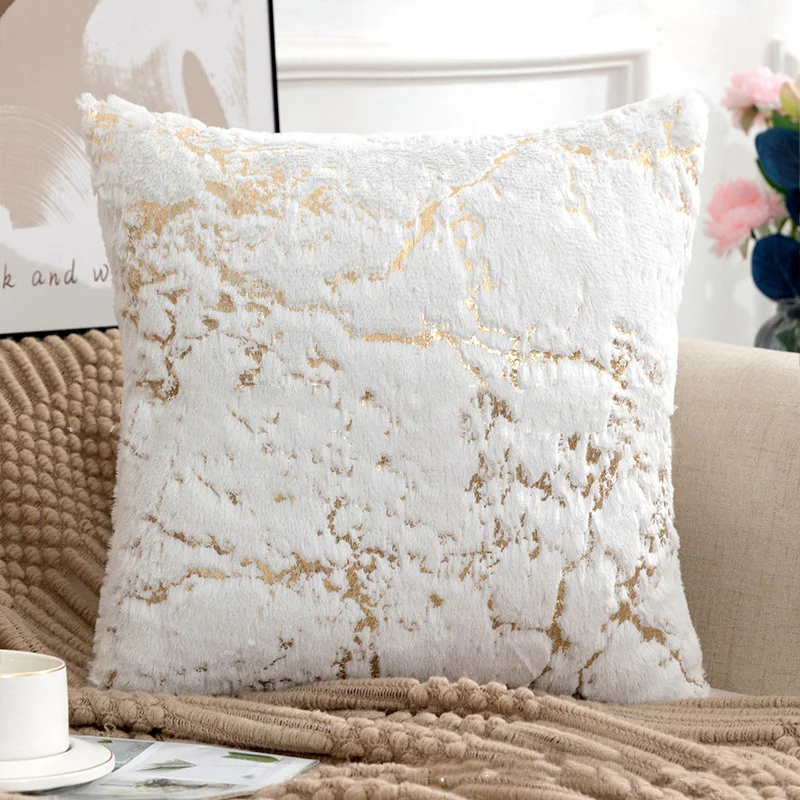 

Plush Golden Fur Cushion Cover White 43x43 Decorative Pillow Cover for Sofa Home Decor Pillow Case Gray Black Fur Cushion Cover