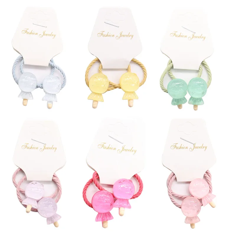 

2Pcs Lollipop Sugar Cute Hair Accessories Children Rubber Bands Scrunchies Elastic Hair Bands Girls Headband Decorations Ties
