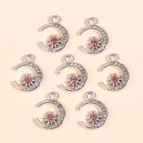 Подвески для ювелирных изделий «сделай сам», подвески из сплава с фианитами в виде звезд, луны, сережек, подвесок, ожерелий, модные аксессуары, 10 штук