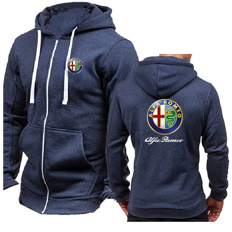 

NEW Men's Hoodies Tracksuit Autumn Winter Drawstring Pocket Hooded Sweatshirt Long Sleeve Zip Coat ALFA ROMEO