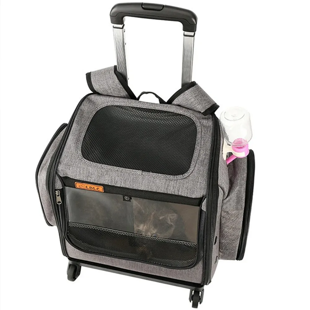 Foldable Pet Trolley Case Cat Dog Nest Universal Wheel Luggage Backpack Handbag Outing RV Travel Suitcase Tote Bag Pets Stroller