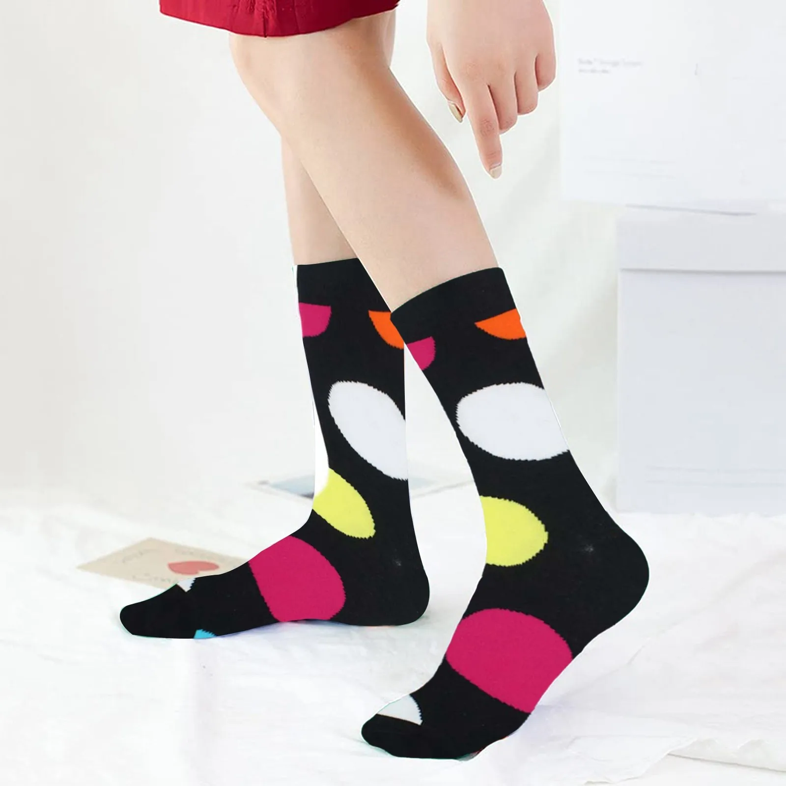 

Women's Colorful Polka Dot Hip Hop Skateboard Mid Calf Socks Imposes Stockings