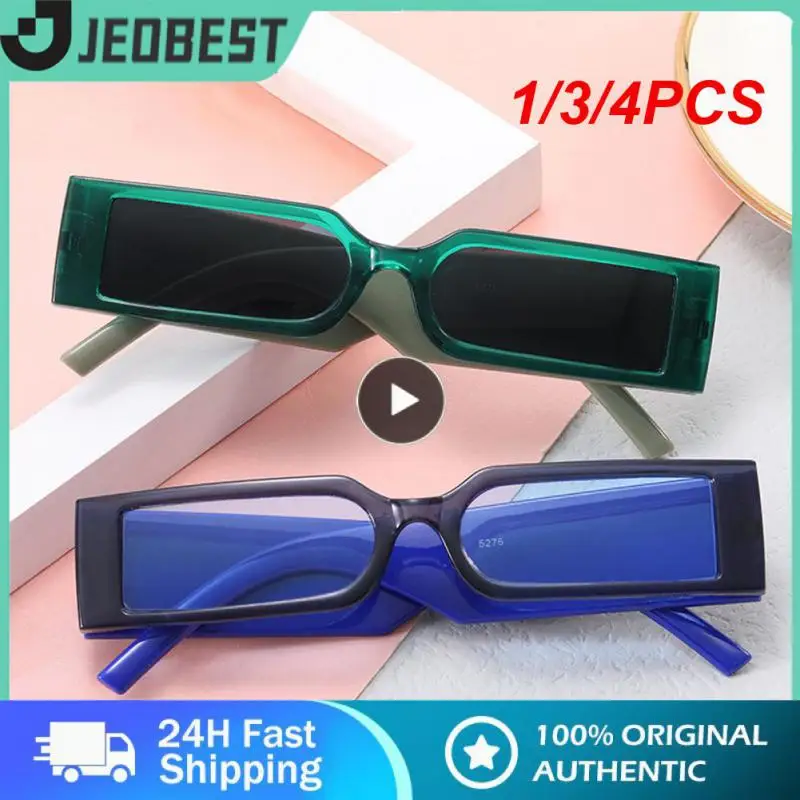 

1/3/4PCS NEW Rectangle Frame Sunglasses Retro Square Trendy Glasses Ins Style for Men and Women Black Small Frame Sun Glasses