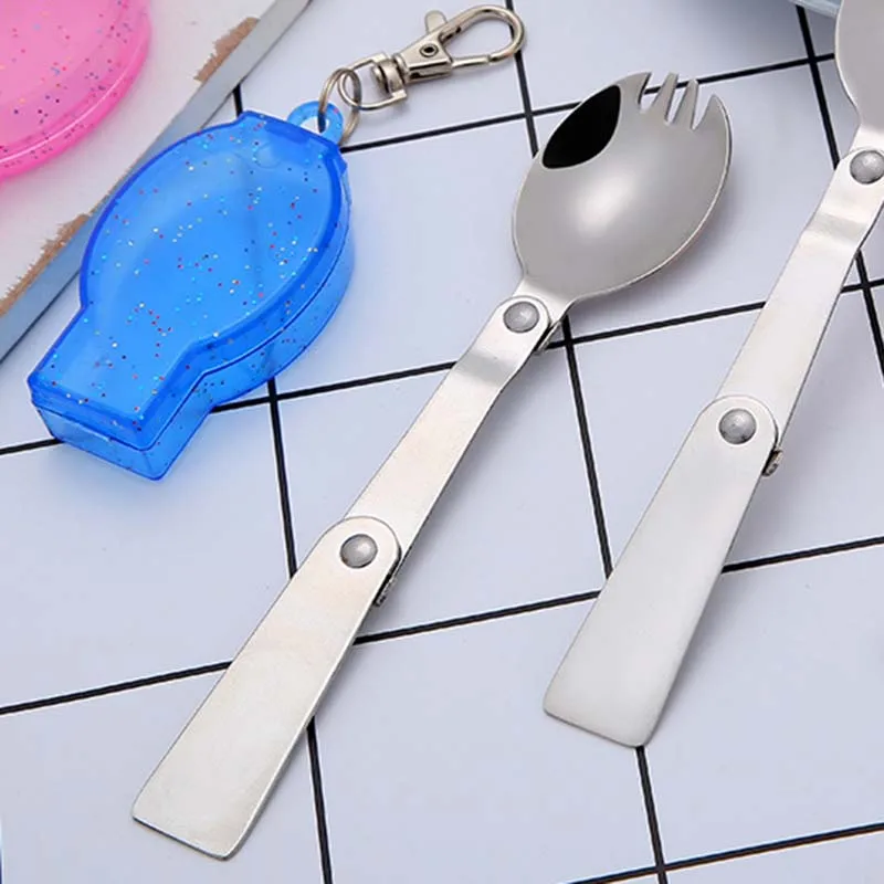 Складная ложка из нержавеющей стали дорожные столовые приборы для кемпинга