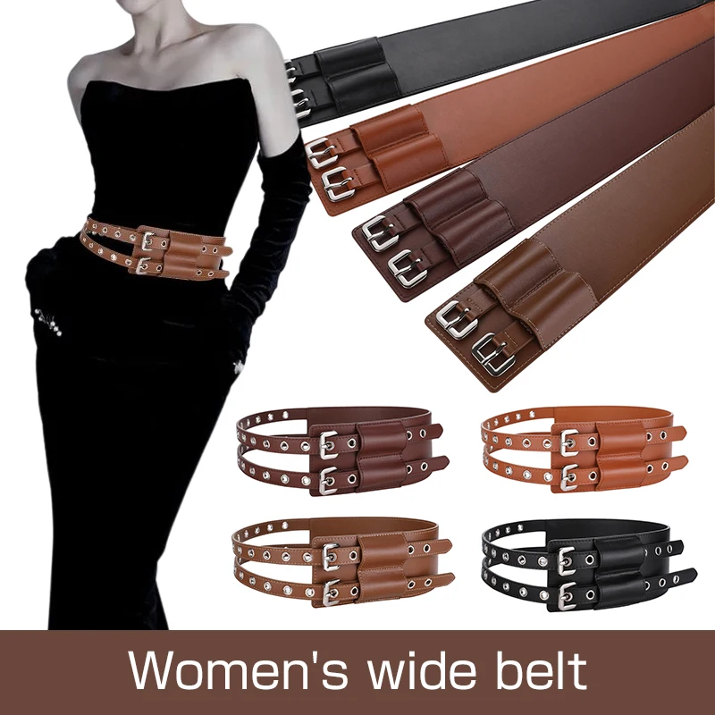 

8cm Wide Leather Belt Women Medieval Halloween Costume Girdle Punk Vintage Gothic Waist Protector Knight Waistband Dress Belt