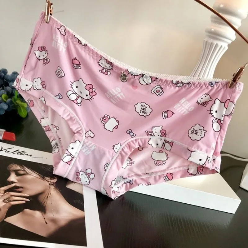 

Sanrio Y2k Hello Kitty Women's Panties Japanese Panties Braga Breathable Ice Silk Lingerie Sexy Anime Kawaii Cute Girls Ladies