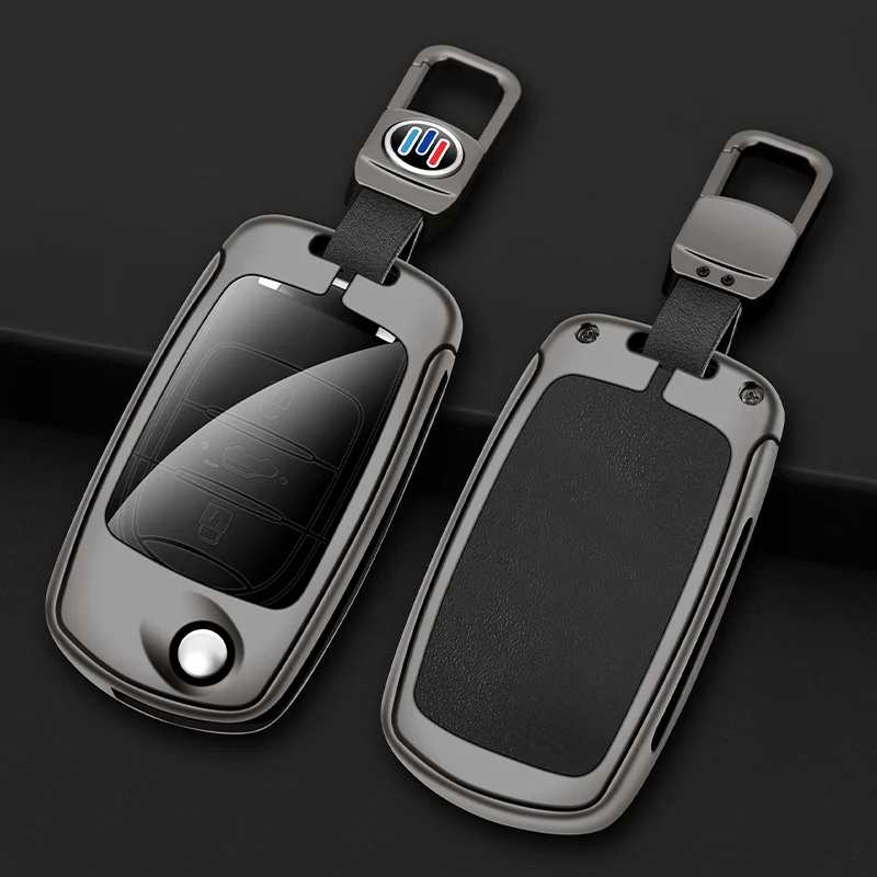 

Zinc Alloy+Leather TPU Car Fold Remote Key Bag For SAIC-GM-Wuling Baojun 510 730 310 560 530 630 310W 360 E100 E200 610 330