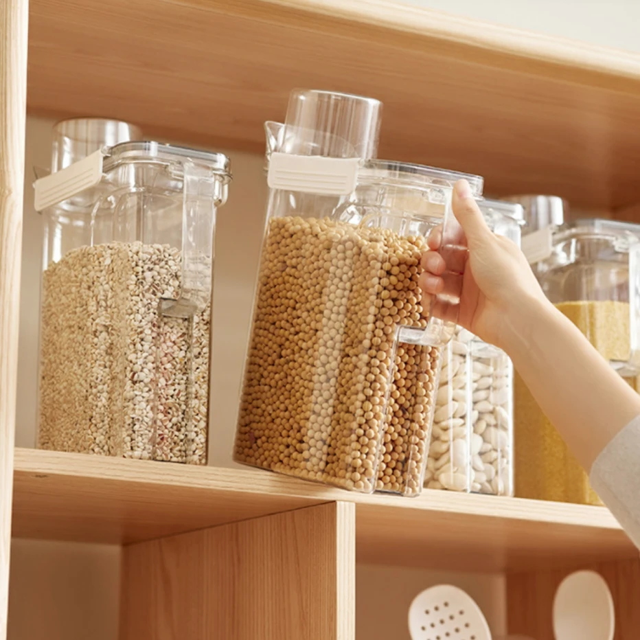 

Kitchen Storage Box Plastic Moisture-proof Sealed Jar Food Container Sealed Crisper Grains Storage Box Dog Cat Food Pail