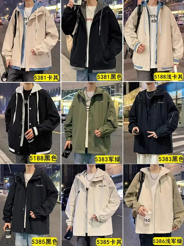 Zhenvis Jacket Outerwear Men's Spring and Autumn 2024 New Fashion Brand Fake Two Pieces Winter Cargo