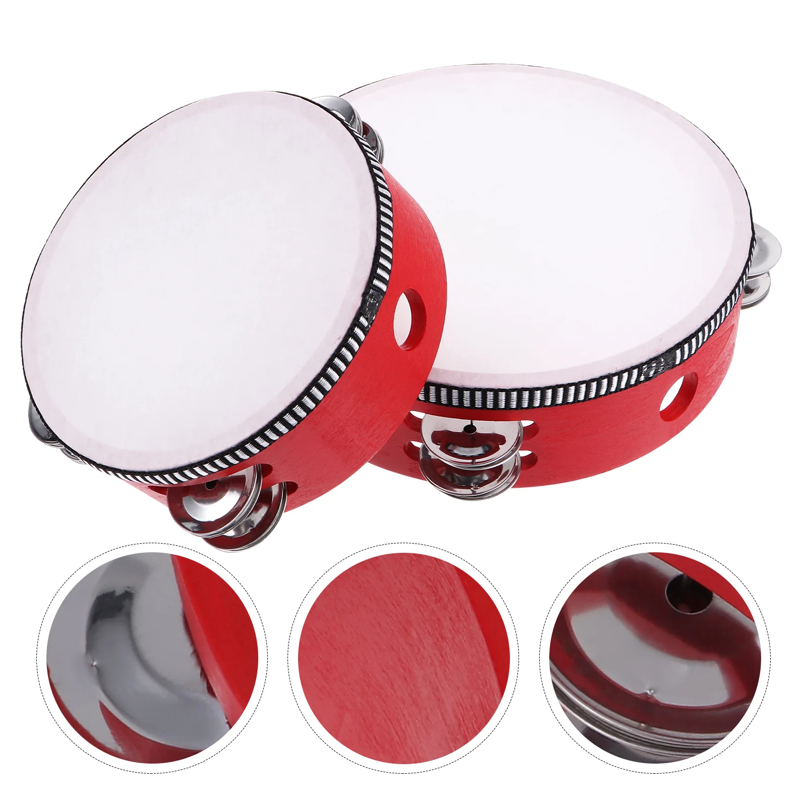 

Double Row Tambourine Instrument Musical Toys Metal Jingles Wood Handheld Kids Education