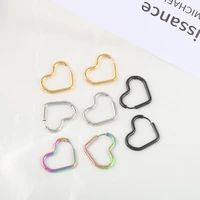 1 pair heart shape stainless steel earrings punk hip hop colorful ear studs women men piercing earrings fashion trend jewelry
