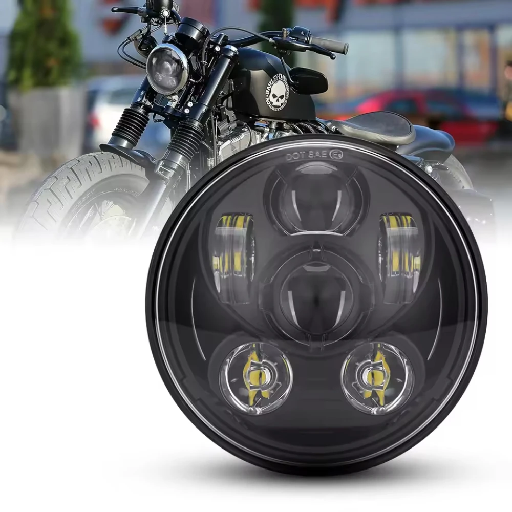 Фото Фара для мотоцикла 5,75 дюйма (5 3/4 дюйма) с ДХО для Harley Dyna Iron 883 Street Bob FXDB VRSVD VRSCDX XG, круглая мото-лампа №2