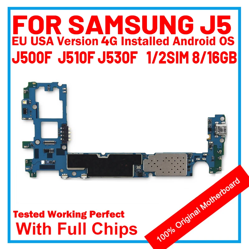 Материнская плата для Samsung Galaxy J5 J510F J510FN одна карта с полным чипом ОС Android J510FN/DS две