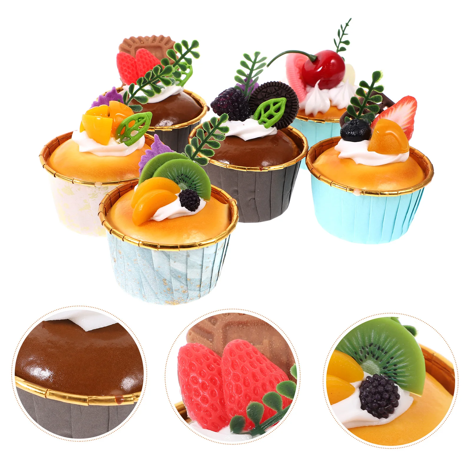 

6 Pcs Figurines Home Decor Simulation Cake Ornament Tabletop Fake Food Models Photo Props Plastic