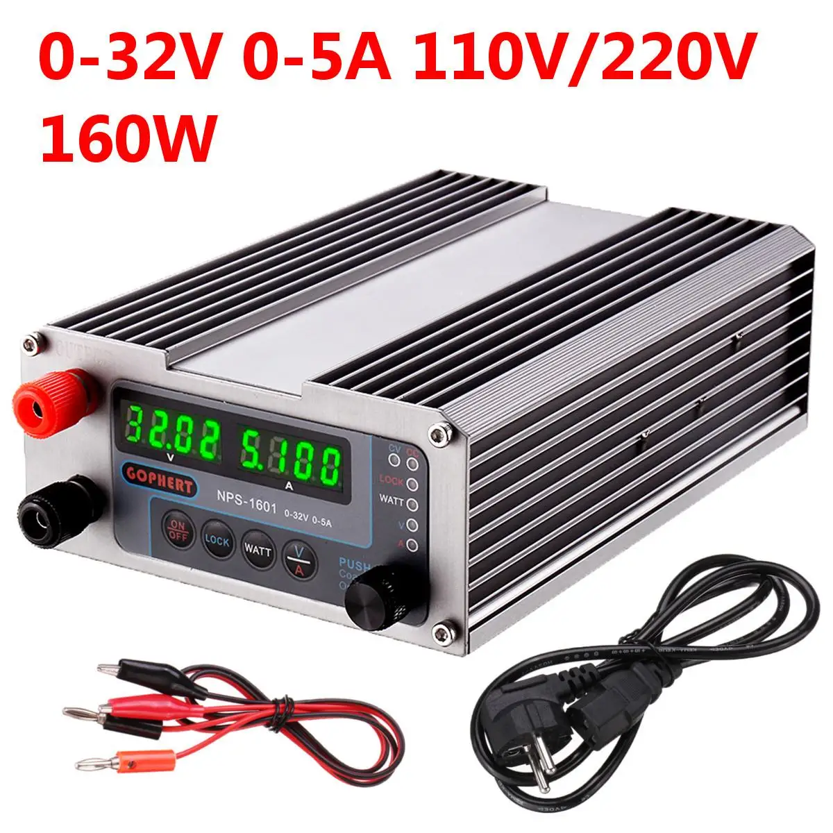 NPS-1601DC источник питания 0-32 в 0-5A 110 В220 В 160 Вт Регулируемый  Импульсный цифровой мини-лабораторный блок питания | AliExpress