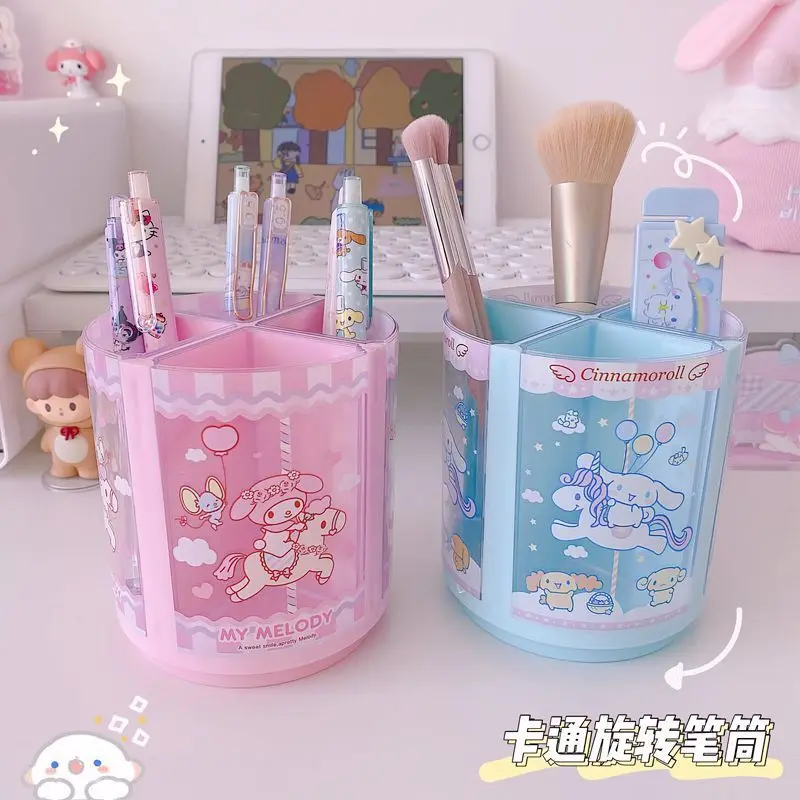 Sanrio Cinnamoroll Melody Kawaii Girly Heart пластиковый вращающийся держатель для ручек аниме милый