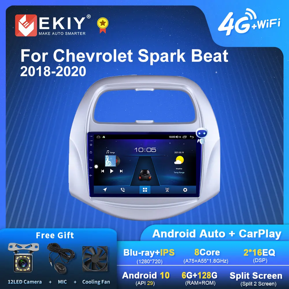 

EKIY S7T Android 10 Автомагнитола для Chevrolet Spark Beat 2018-2020 мультимедийный видеоплеер Авто Стерео GPS DSP Carplay 2din DVD HU