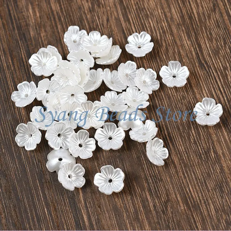 

11mm Flower Beads ABS Acrylic Imitation Pearl Beads Caps For Jewelry Making Diy Needlework Finding Accessories Supplies