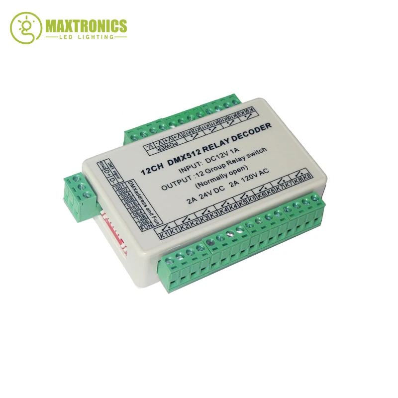 Лучшая цена 12-канальный релейный переключатель dmx512 светодиодный контроллер