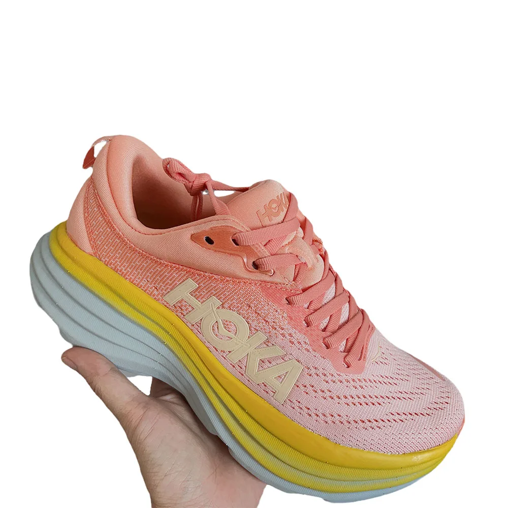 HOKA Sneakers for Men Bondi 8 Lowtop Elastic Outdoor Running Shoes Women Casual Road Shock Absorption Couple Sneaker Mens Tennis