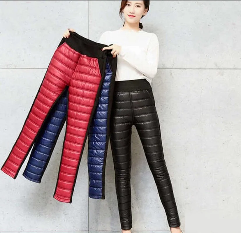 

Winter Warm Thickening Velvet Pants Women Casual Windbreak Cotton Pencil Pants Female High Waist Butt Lifting Down Leggings