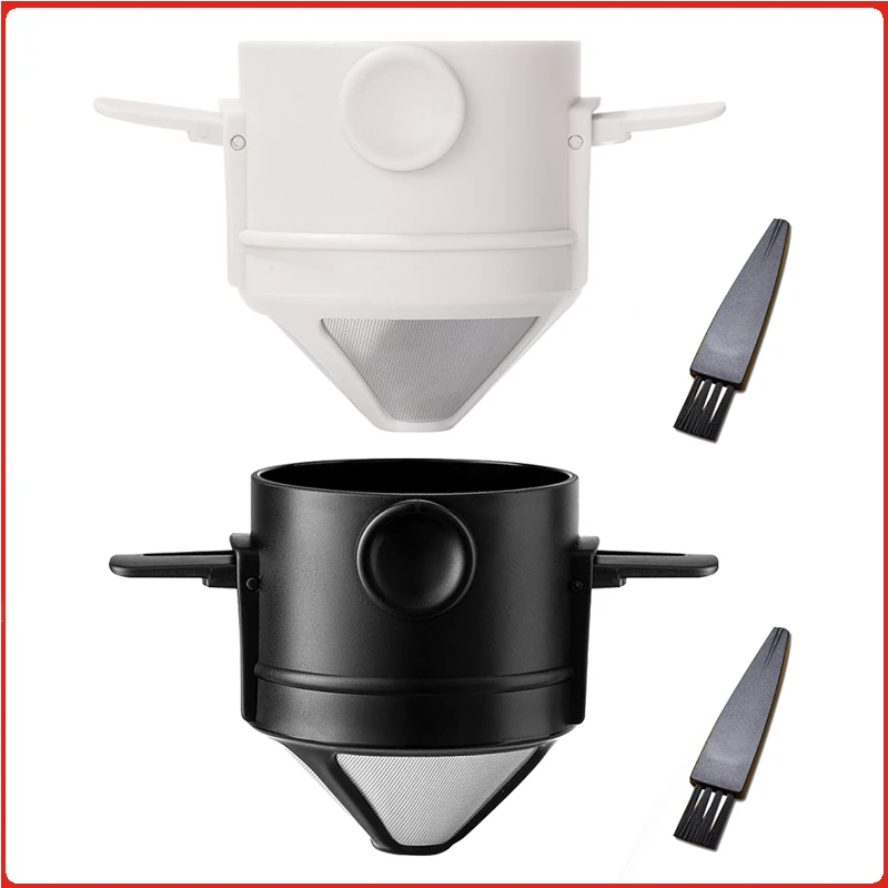 

Portable Coffee Filter with Cleaning Brush Coffee Dripper Foldable Drip Coffee Tea Holder Easy Clean Reusable Paperless Pour