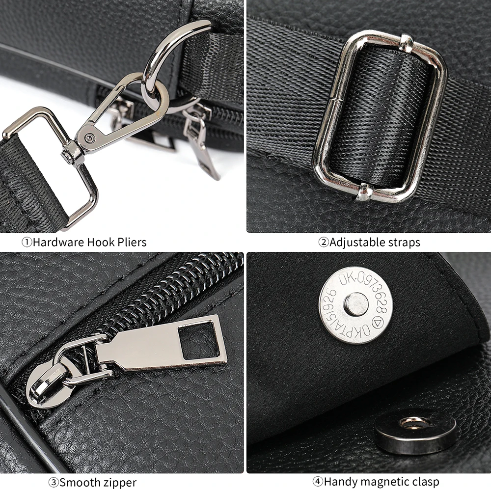 Cowhide Leather Man's Shoulder Bags Large Capacity Male Handbags Crossbody Messenger Bags Vintage Casual Business Travel