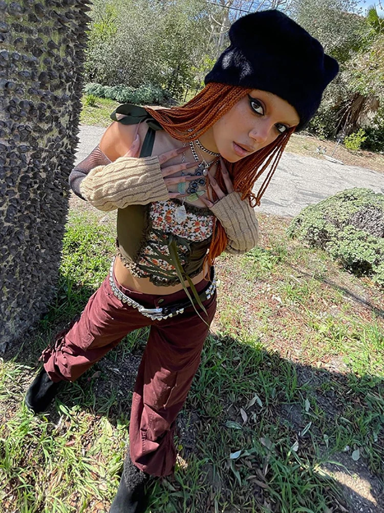 Женский короткий топ с оборками готический винтажный облегающий в стиле гранж